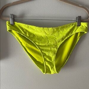 Aerie Neon Yellow Floral Bikini Bottom size large